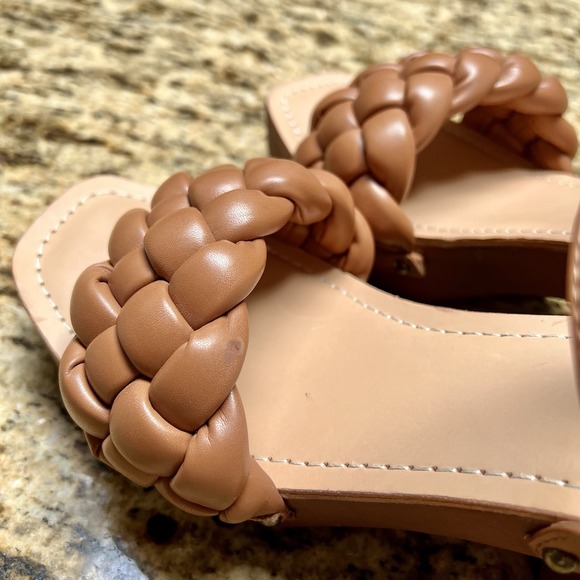 Madden NYC Women Tan Braided Platform Block Heel Sandals Ankle Strap Size 8.5 - Picture 9 of 13